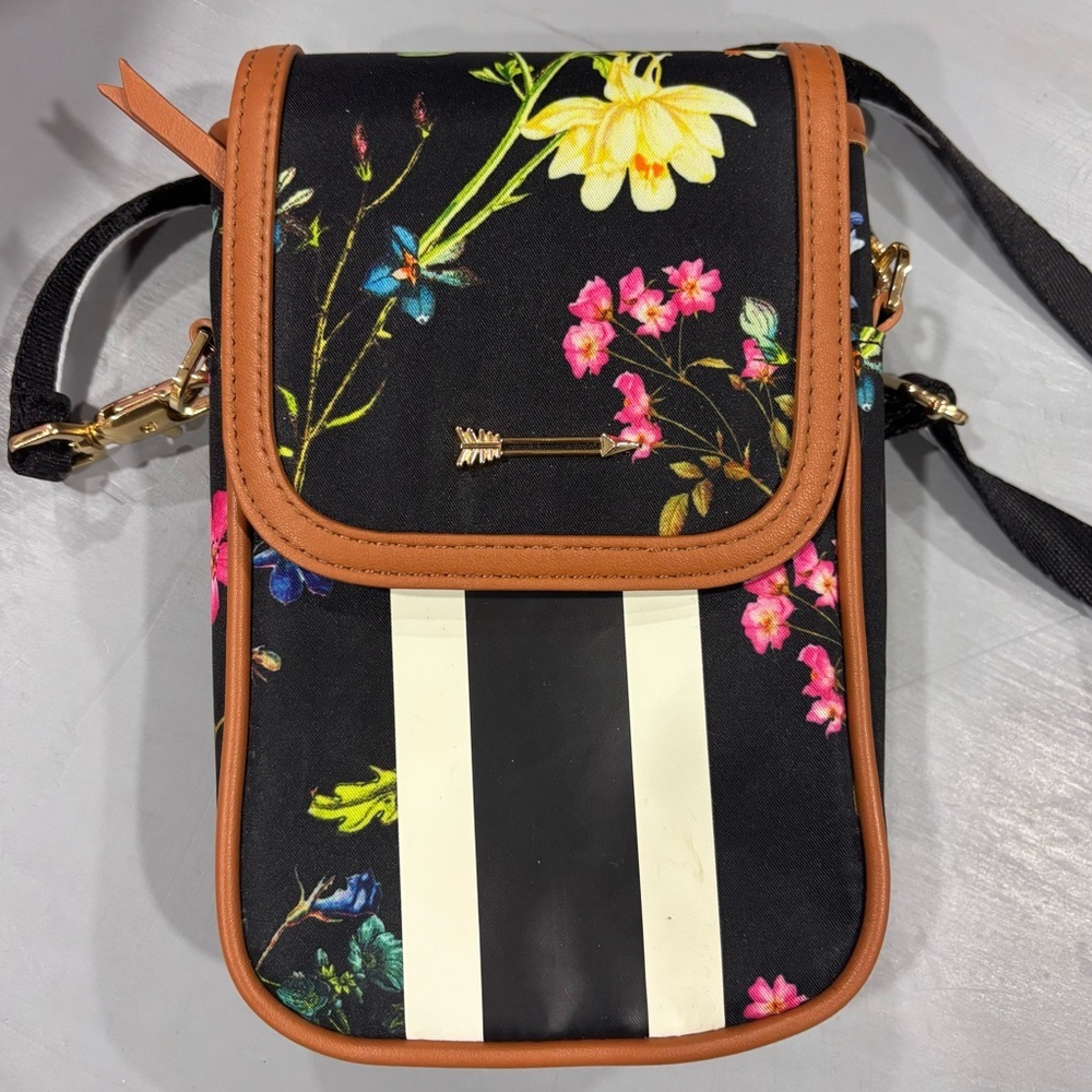 Stella and Dot Floral Black Crossbody Bag